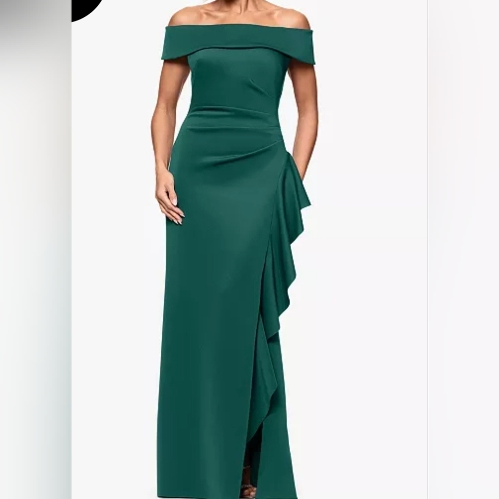Xscape One Shoulder Green Dress